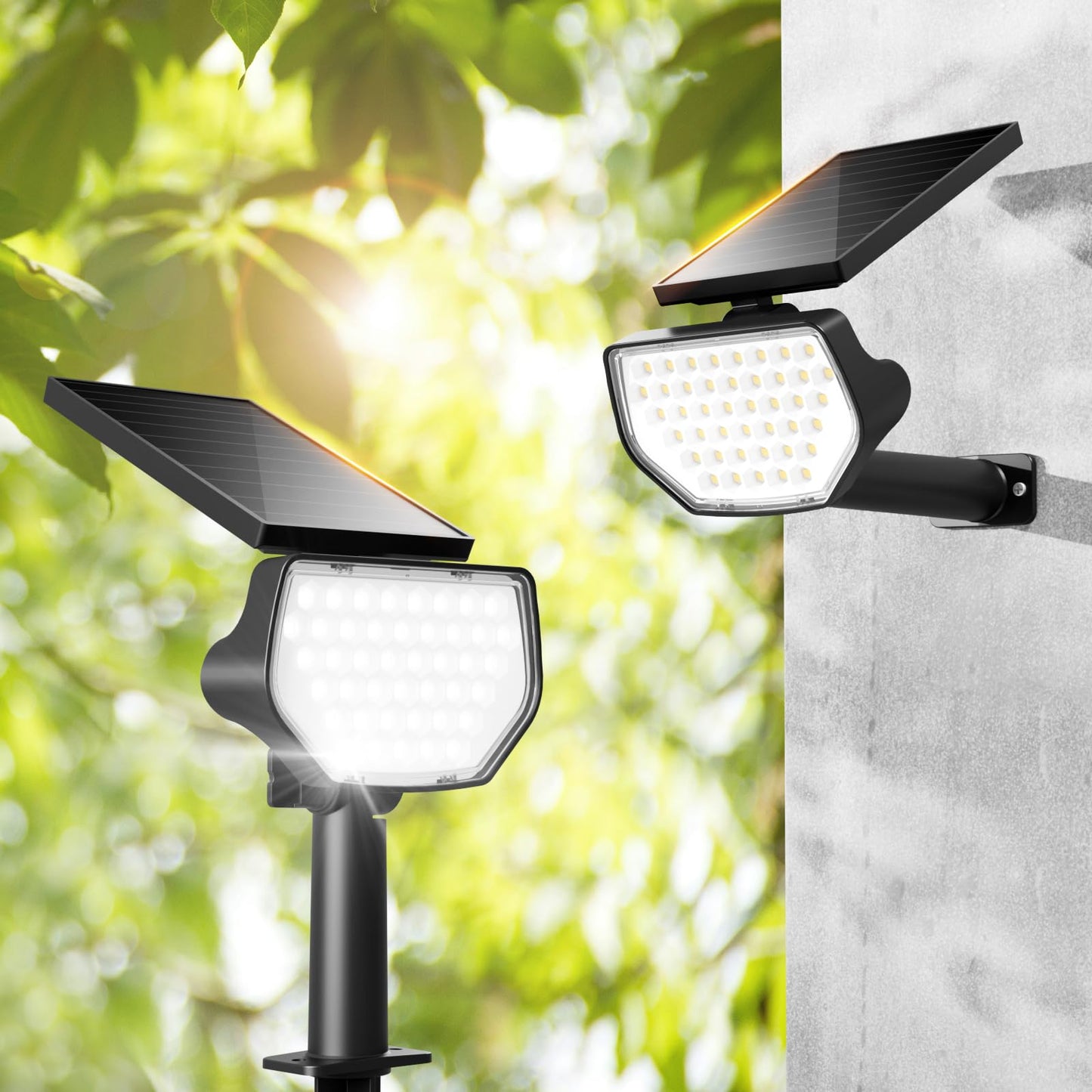 Lepro Bundle – 2 Items:2 Pack Solar Spot Lights Outdoor Waterproof & 4 Pack LED Camping Lantern