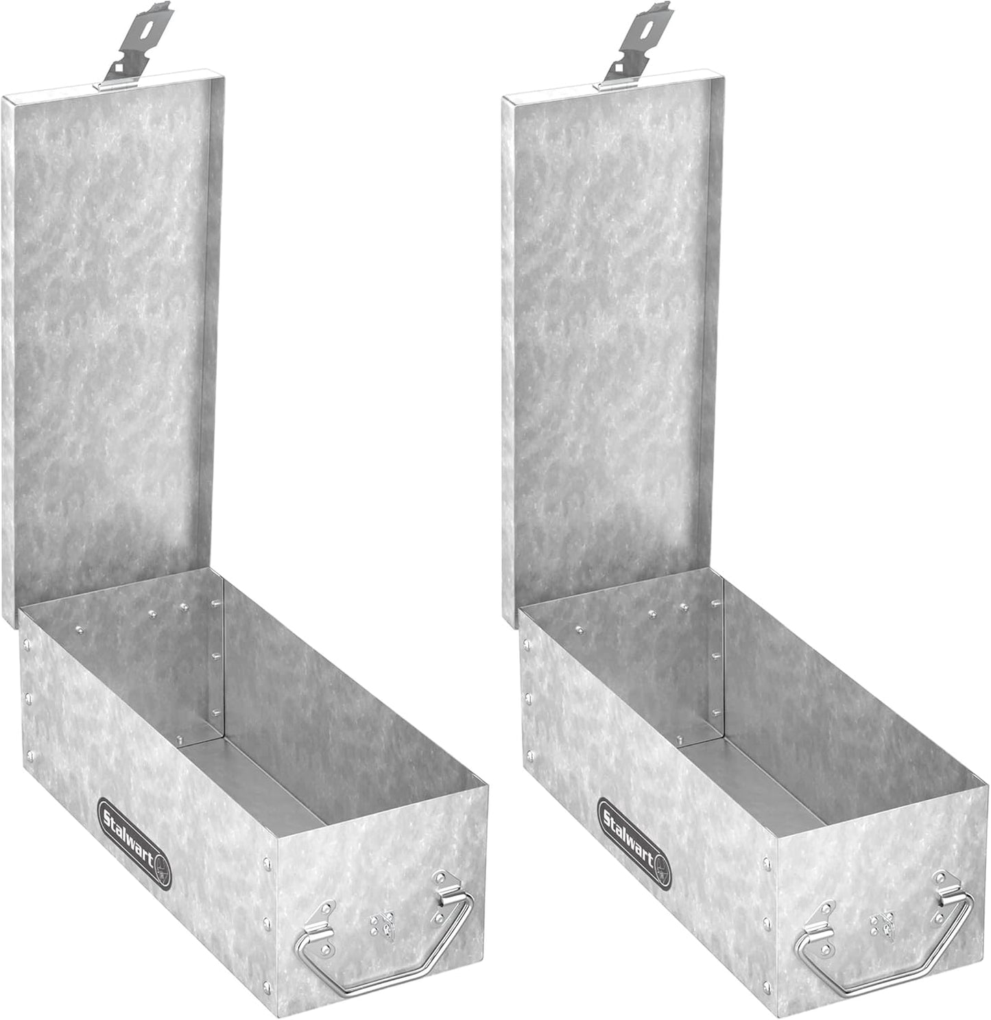Lock Box with Folding Handle - Durable Metal Storage Chest with Stackable Design to Secure Valuables, Cash, Jewelry, and Weapons by Stalwart (Silver)