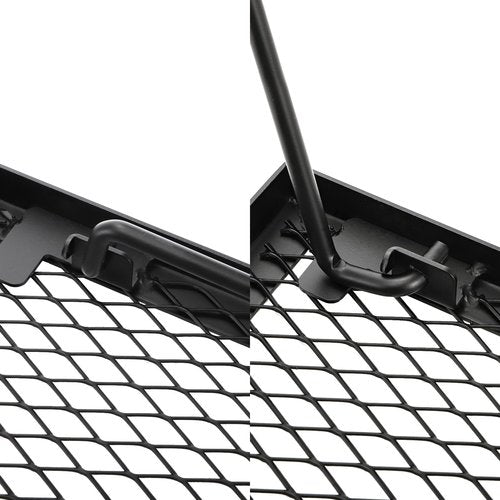 Elsjoy Folding Campfire Grill Grate with Carrying Handle, Portable Camping Grill Over Fire Mesh Grate, Heavy Duty Steel Grate for Outdoor Cooking, Picnic, BBQ