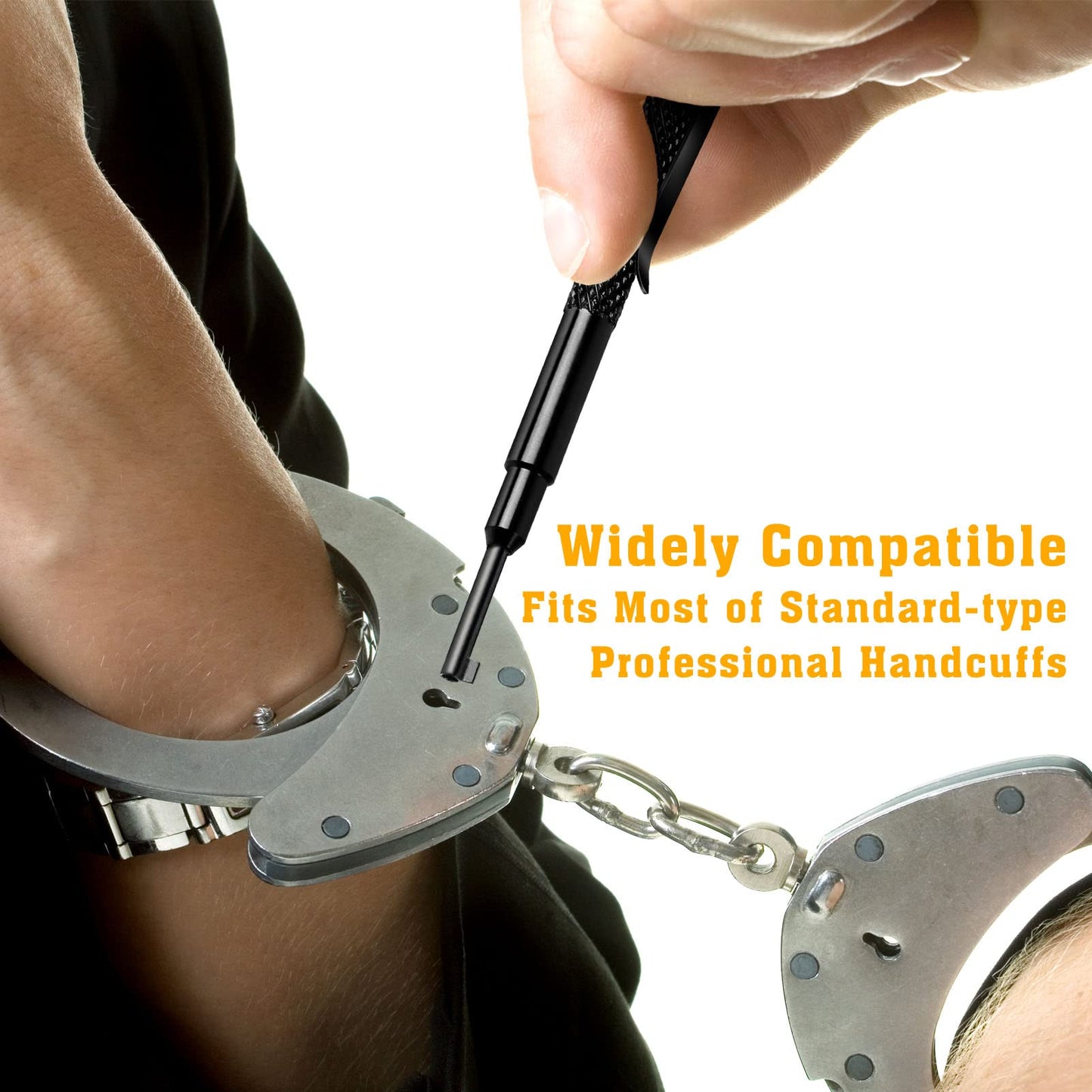 JOTOVO Pocket Handcuff Key 5" Extra Long Cuff Key Strong Polymer Finish, Police Cuff Key with Clip Compatible with Most Hand Cuffs- 4 Pack