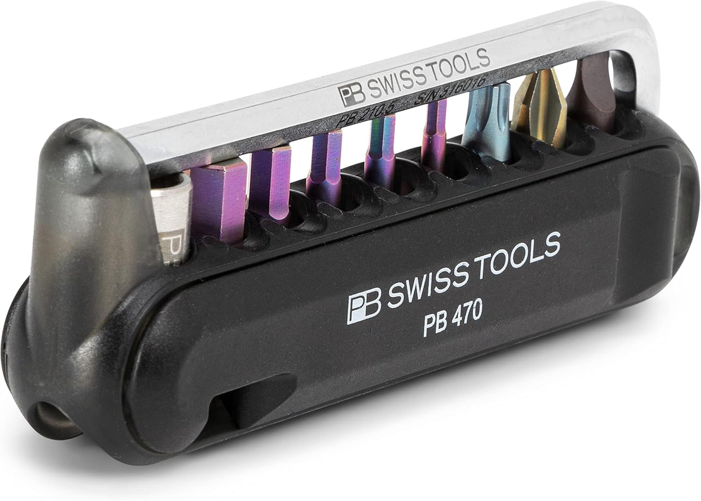 PB Swiss Tools Bike Multitool PB 470 | 100% Swiss Made | Pocket Tool with Bits, Allen Key, Steel Adapter, Tire Lever for Mountain and Road Bike, Bicycle, E-Bike (Green)