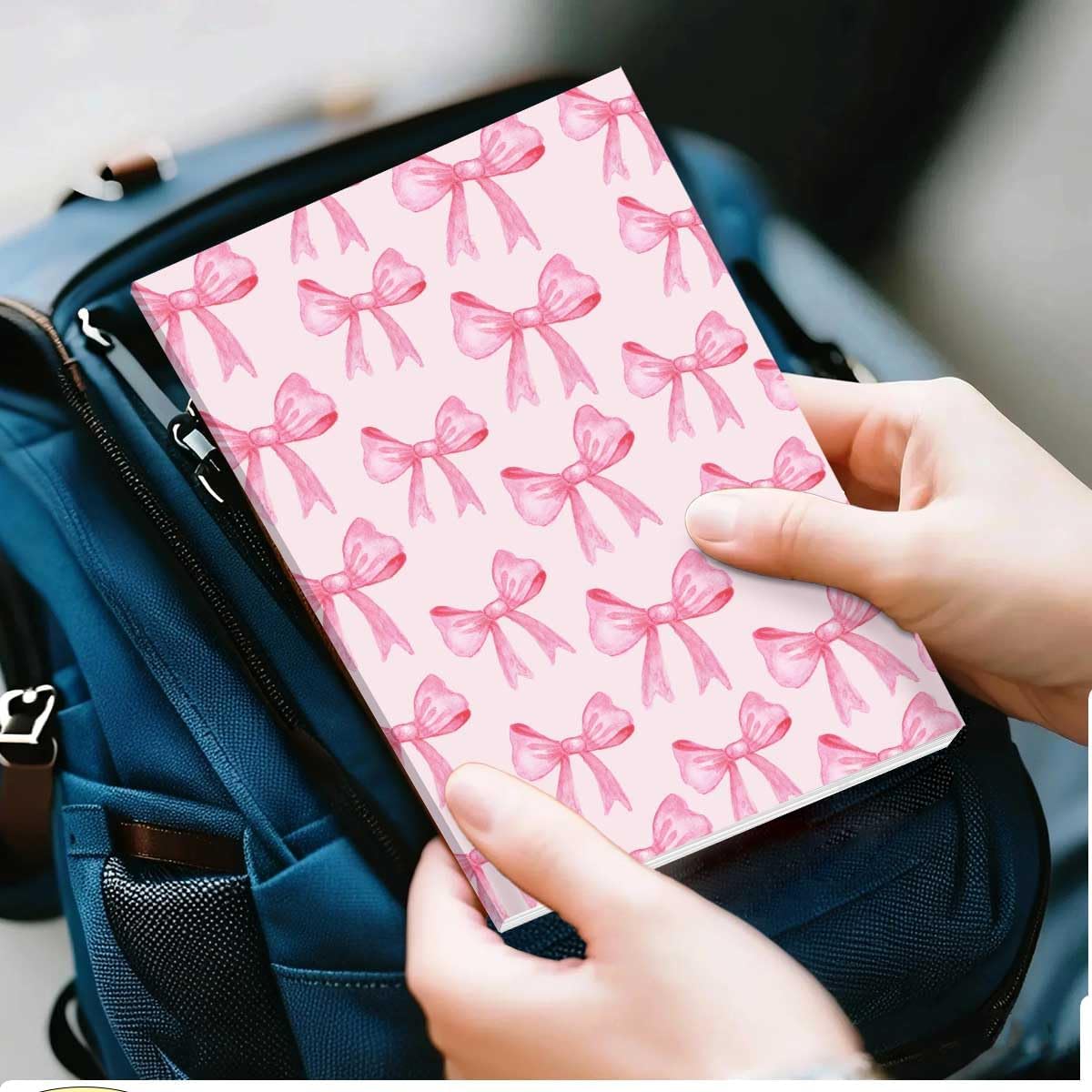 Pink Bow Notebook Journal, A5 Journal Notebook for Office Note Taking, 8.3 x 5.8 inch Writing Diary Subject Notebooks Planner, Travel Journaling-11