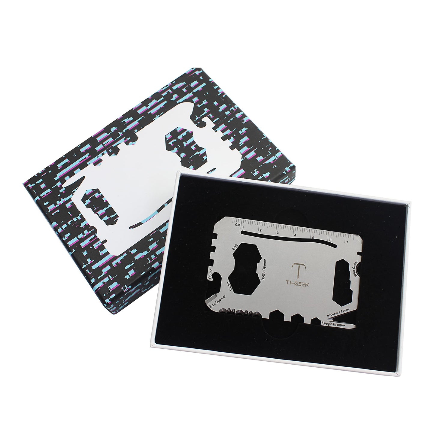 TI GEEK 17 IN 1 Titanium Credit Card Multitool EDC Pocket Tool, Survival Tool Gadgets Wallet Multitool Card for Quick Repairs Stocking Stuffers Gifts for Men Fathers