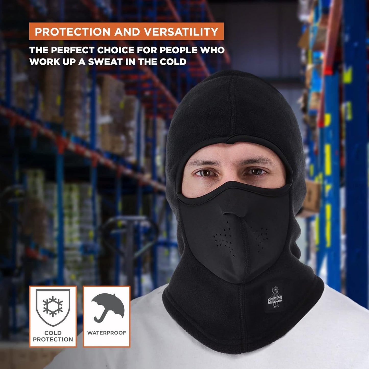 RefrigiWear Arctic Clava - Warm NeoFleece Moisture Wicking Windproof Waterproof Cold Weather Balaclava Face Mask (Black, Small/Medium)