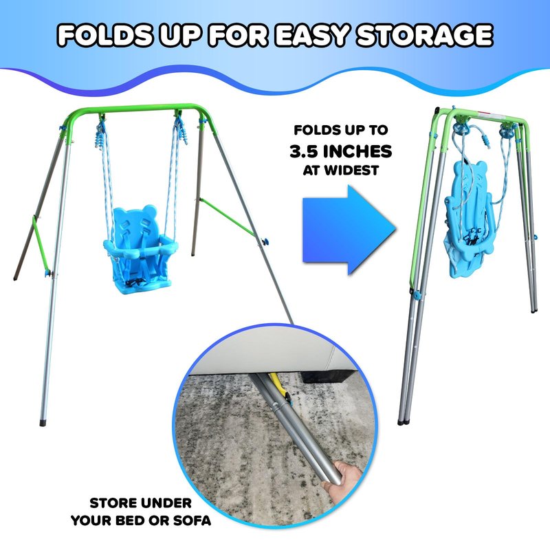 Sportspower My 1st Light-UpToddler Swing - Heavy-Duty Baby Indoor/Outdoor Swing Set with Safety Harness, Light Green, 59" L x 58" W x 49" H