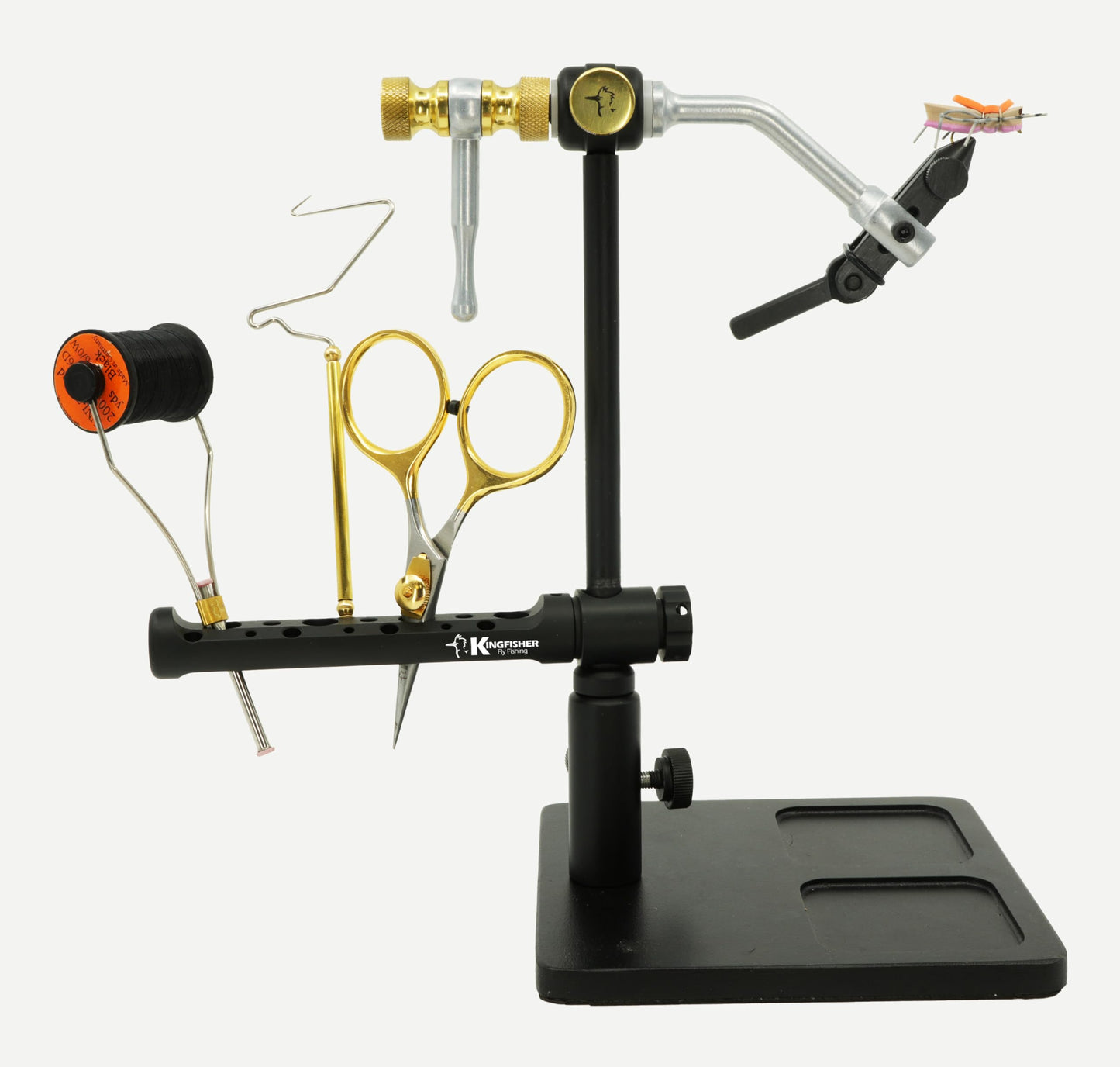 Kingfisher Fly Tying Bitterroot True Rotary Fly Tying Vise Deluxe Kit, with Tools
