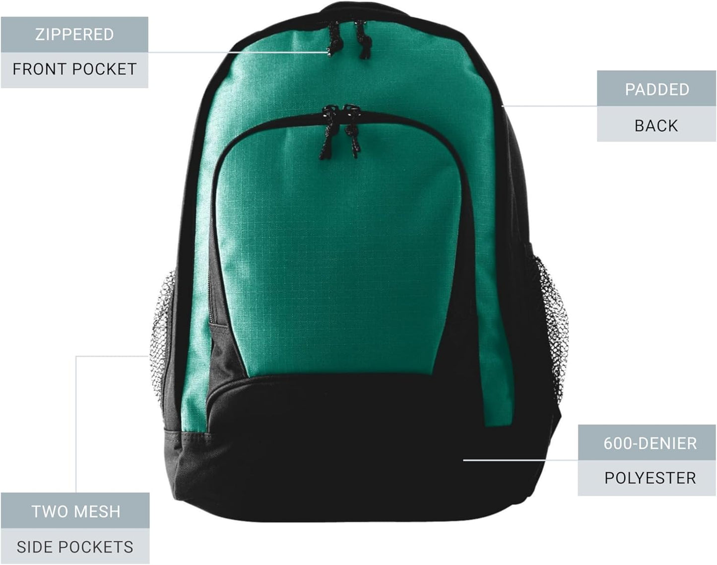 Augusta Sportswear Ripstop Backpack, One Size, Black/Black