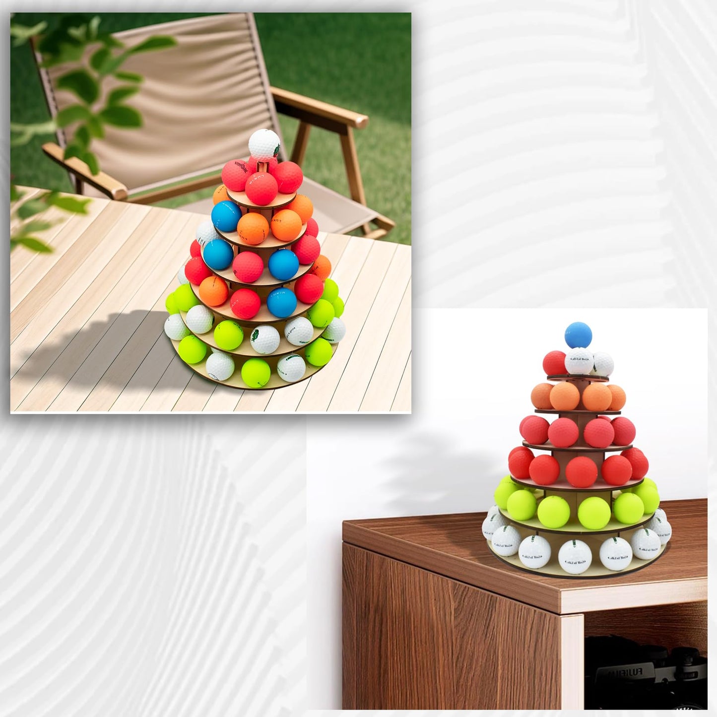 KBKJYYGS Golf Ball Display Case, Golf Ball Rack, Storage of Autograph Balls, Hold up to 60 Golf Balls, Portable Wooden Golf Ball Display for Study Room Decoration, Great for Collectors!