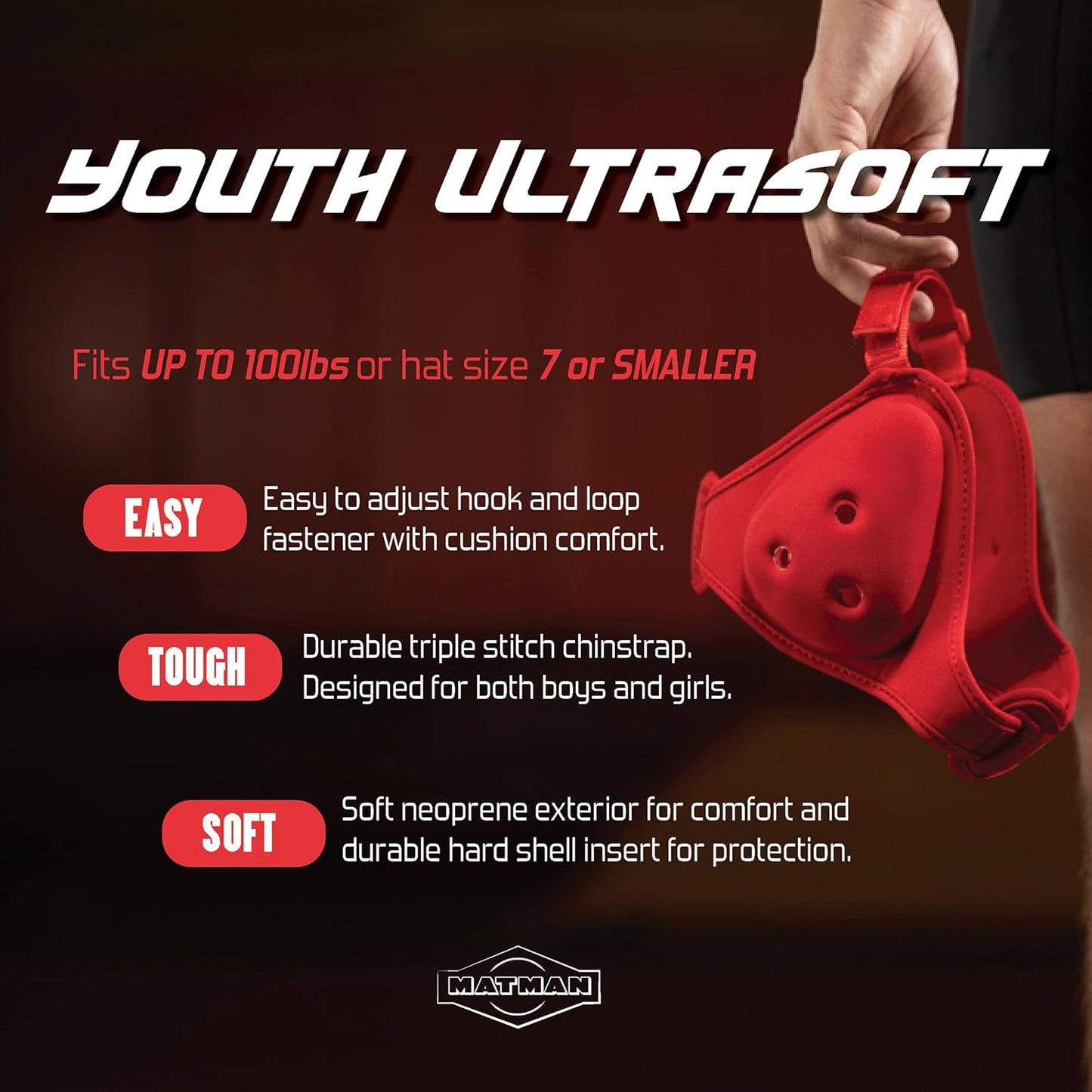 Matman Dynasty Youth Wrestling Headgear – Kids Soft & Comfortable Protective Ear Guards for Wrestling, BJJ & MMA