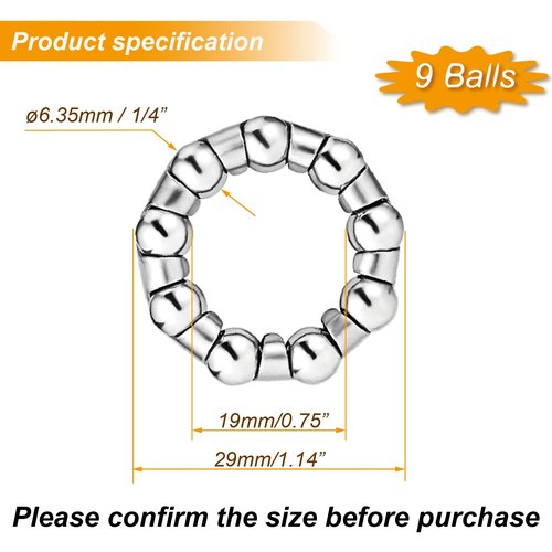 VANSIHO 1/4" x 9 Balls Bike Ball Crank Bearing - 4PCS Stainless Steel Axle Wheel Ball Frame Bearings, Bicycle Ball Bearings Retainer for Mountain/Kids/Low Speed Bikes
