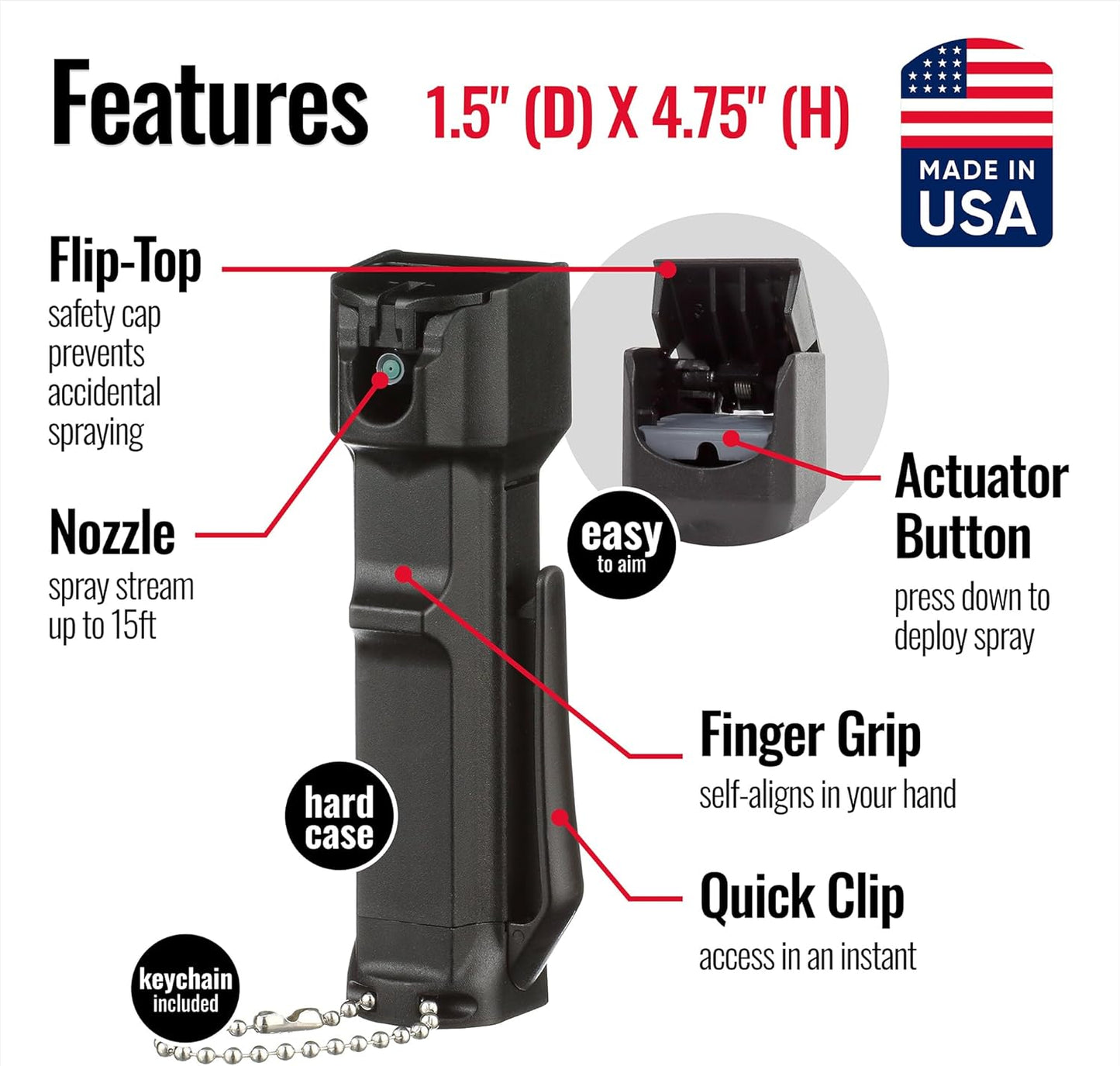 Mace Pepper Spray - Triple Action Model or Pocket Model, Max Strength 10% OC Formula, Self Defense Pepper Spray for Women & Men