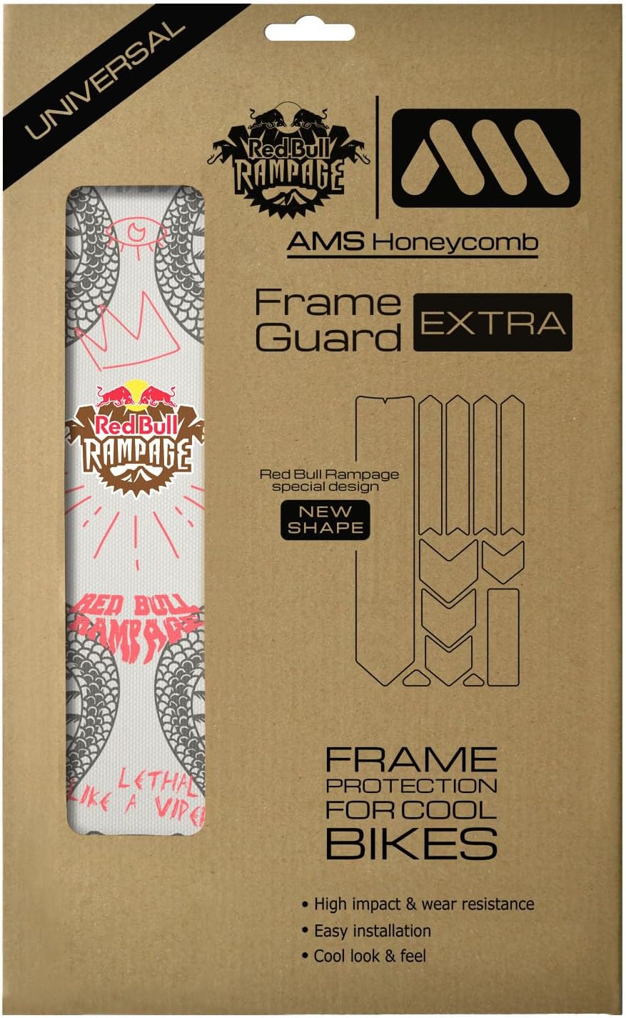 All Mountain Style Bike Frame Protector Extra - Universal Fit, 10-Piece Set for Down Tube, Chainstay, Cable Wear, High-Impact Honeycomb PVC