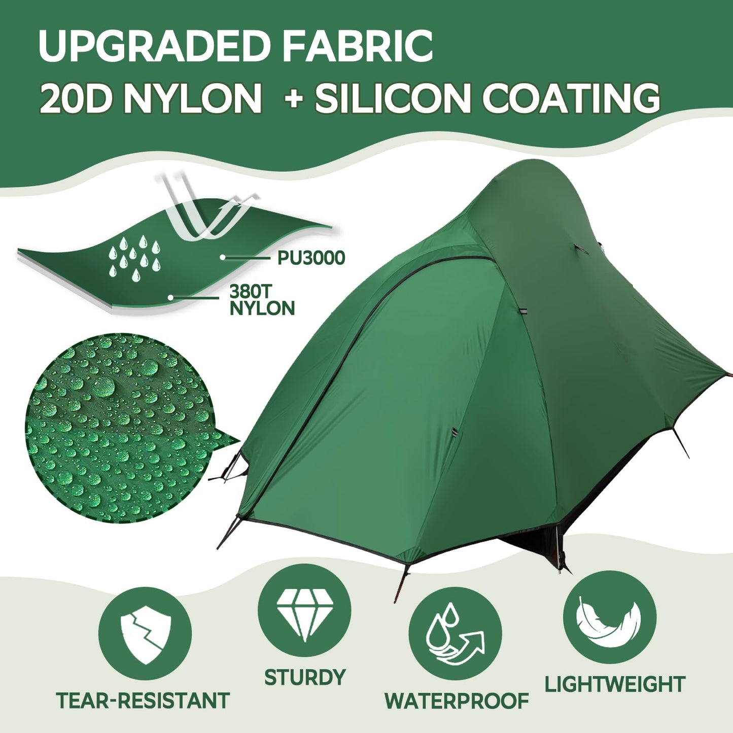 2-Person Lightweight Backpacking Tent - Waterproof Tent for Two Person, Ultralight Camping Tent for Outdoor, Easy Setup for Sports, Hiking, Travel by Croosseoutdoors