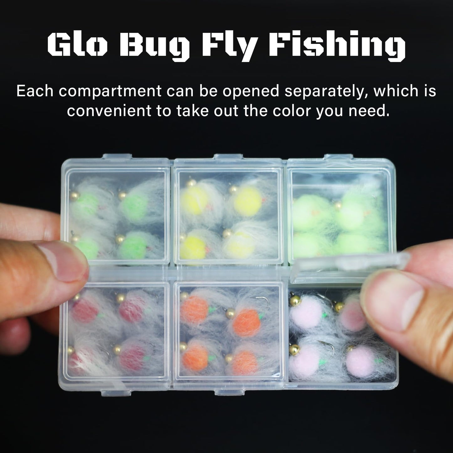 24pcs Fly Fishing Flies Kit Brass Beadhead Glo Bug Egg Floating Fly Lure for Salmon, Steelhead, Trout, Fishing Accessories