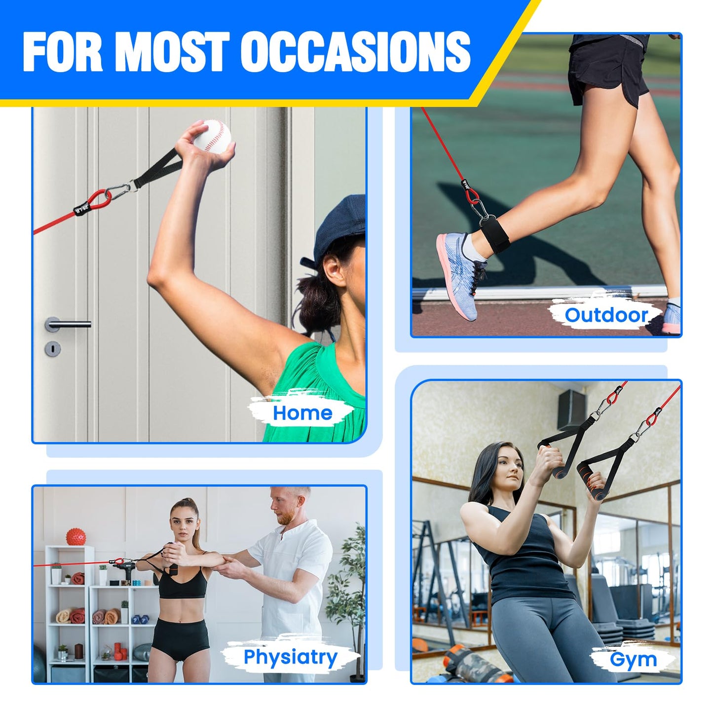 JWHOO Baseball Bands, 16 Pcs, Highly Elastic & Durable Arm Bands, Resistance Trainer with Interchangeable Grips, Ideal for Training, Warm-Ups & Learning