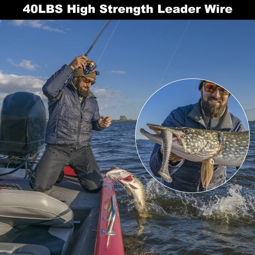 Realure 50Pcs Stainless Steel Fishing Leaders with Swivels Snap Connect Kit High Strength Fish Line Wire Leaders for Fishing Saltwater 4/6/8/10/12inch Fishing Wire Leader Line for Lure Bait Rig Hooks
