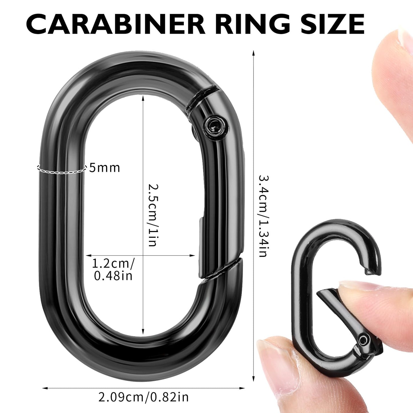 10Pcs Small Carabiner,1In Black Carabiner,O-Ring Carabiner Key Ring for Car Keychain Hooks,Wallet Keychain Replacements