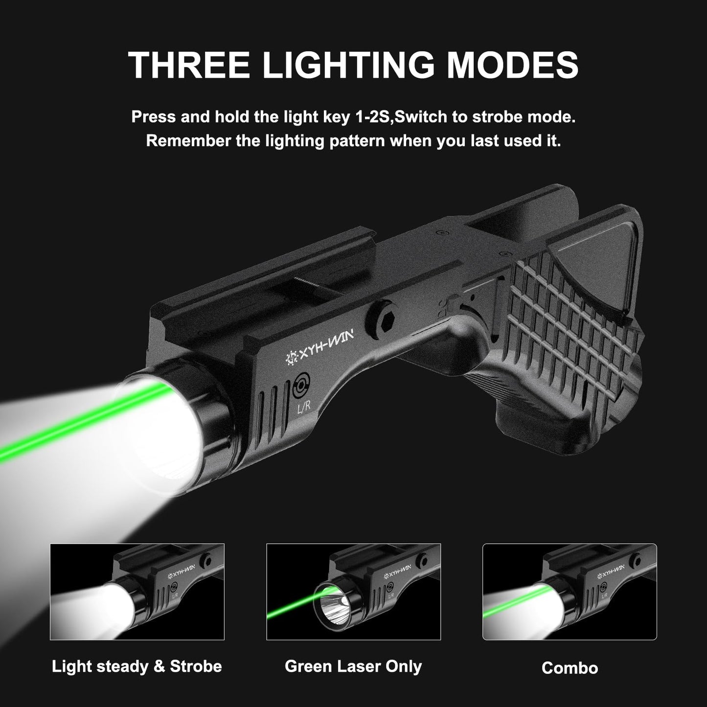 1000 Lumens Tactical Laser Light Combo for Rifle (2025 New) Compatible with M-Lok and Picatinny Rail, Aluminum Rifle Flashlight Green Laser Combo with Strobe Function, 2000Mah UBS-TypeC Rechargeable