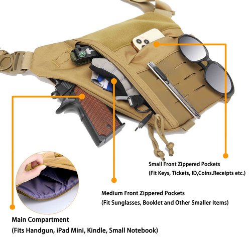 Concealed Carry Bag for Men, Chest Holster Sling Bag of Pistols Anti-Thief Crossbody Daypack Personal Pocket Sling Pack
