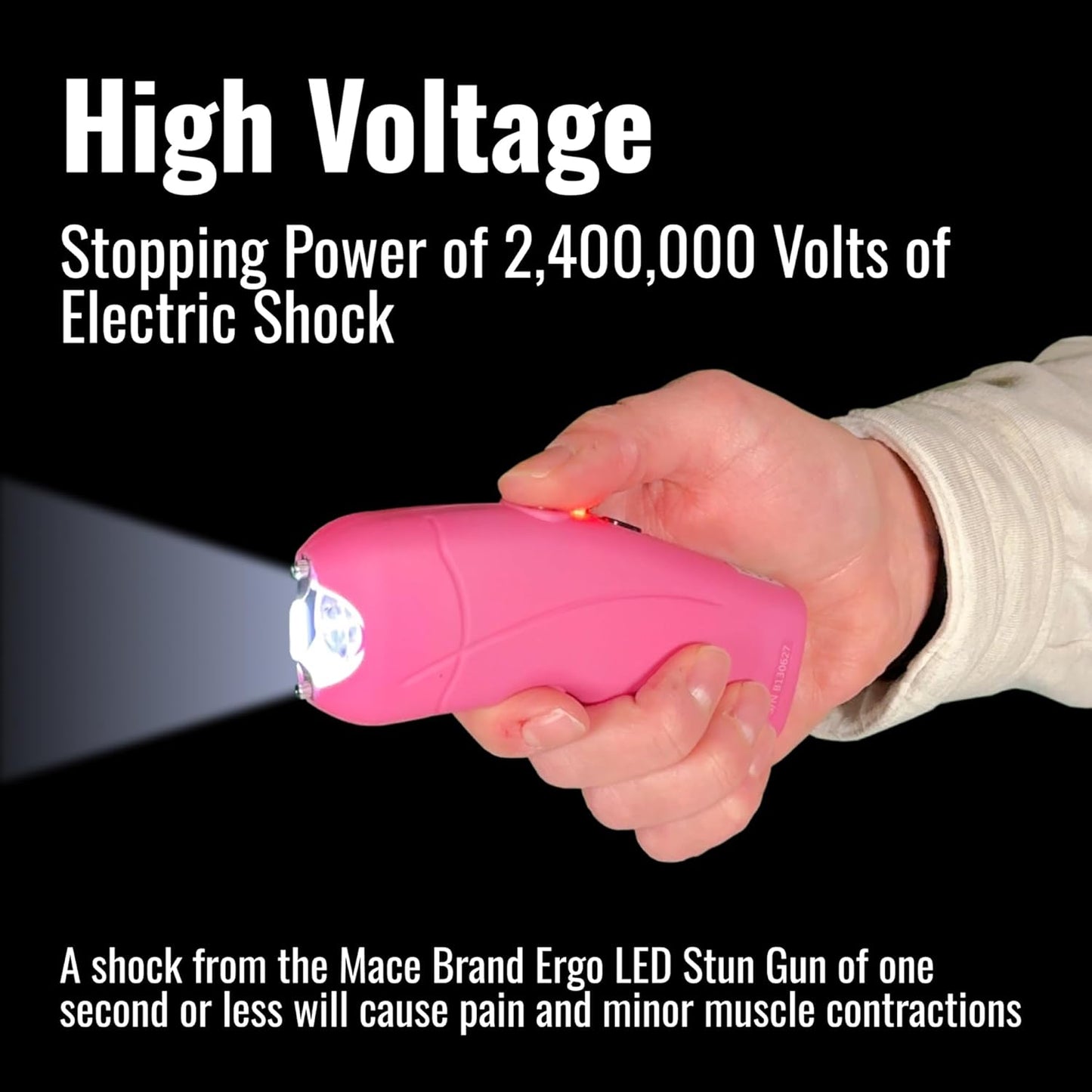 Mace Ergo Stun Gun for Self Defense - Rechargeable, Bright LED Light, High Voltage, Up to 1.69 Microcoulombs of Electric Power, Self Defense for Women & Men