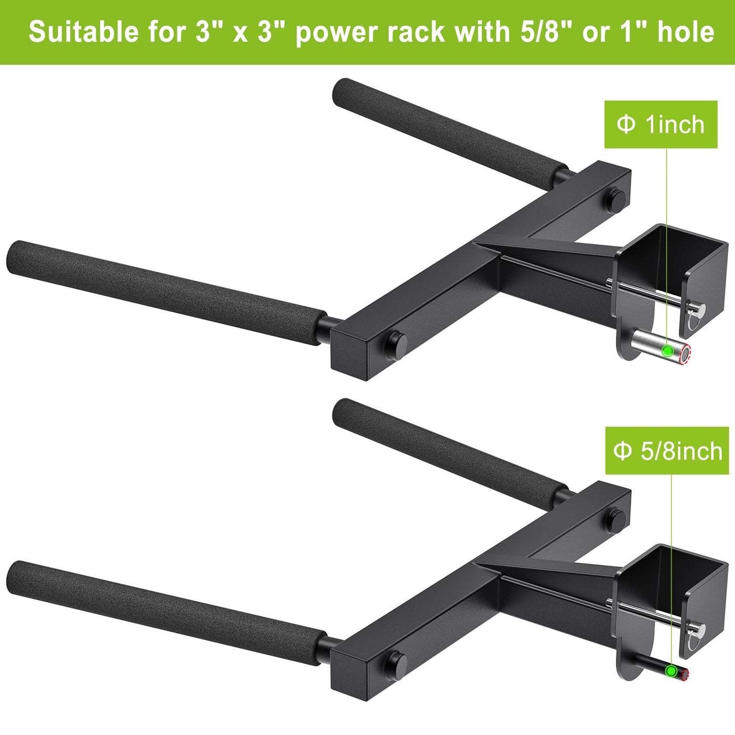 Kipika Y-Shaped Dip Bar for 3" x 3" Power Cage with 5/8" or 1" Hole - Dip Bar Attachments for Home Gym - Heavy Duty Power Rack Attachments - 3" x 3" Squat Rack Accessories for Strength Training