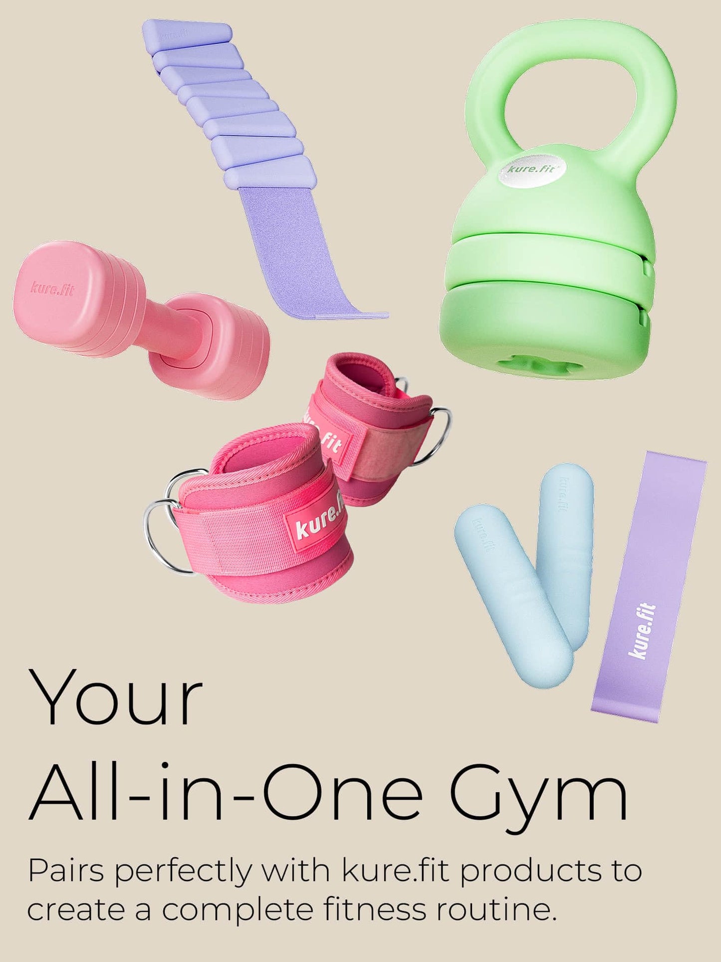 kure.fit Adjustable Dumbbell Set|2LB 3LB 4LB 5LB Light Hand Weights for Women|One-Twist Weight Adjustment|Non-Slip Curved Grip Handle|Free Weights for Home Gym, Rehab, Pilates, Yoga, Strength Training