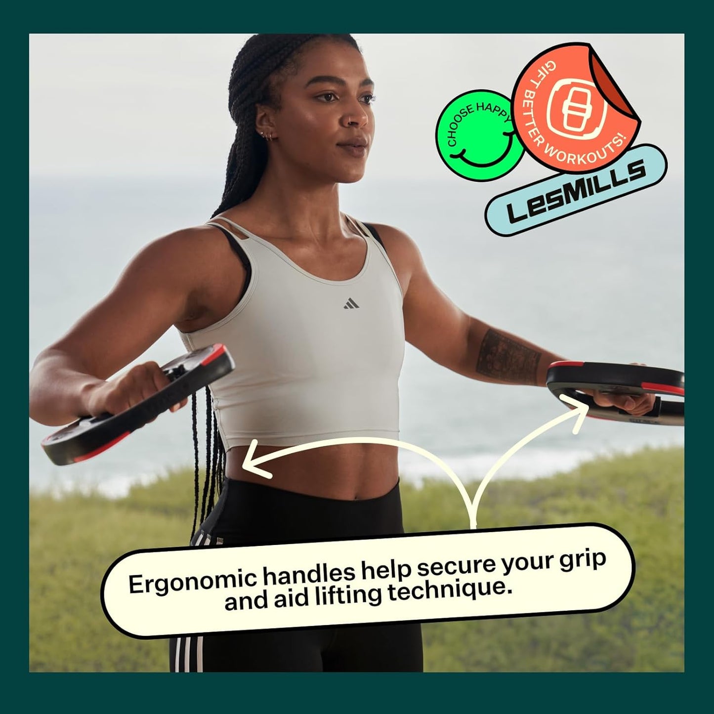 Les Mills™ Dual Purpose Ergonomic Exercise Weight Plates for Total Body Workouts