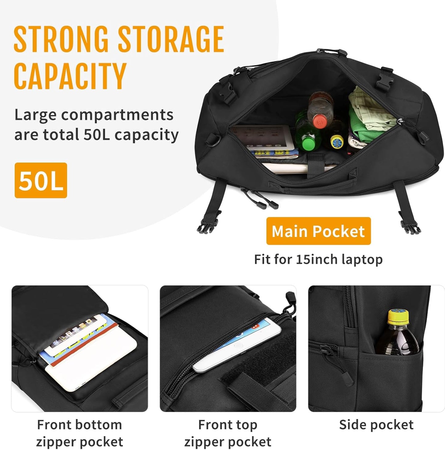 Huntvp 50L 3 Way Tactical Military MOLLE Assault Backpack Modular WR Bag