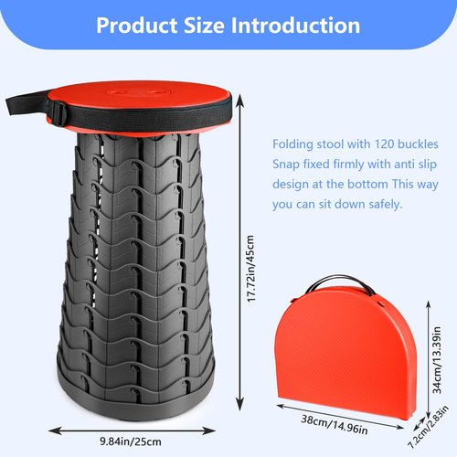 ZTMT Folding Stool Upgradeable Folding Stool 440lb Load Capacity 2-in-1 Lightweight Portable Stool with Table Easy to Fold Outdoor Office, Picnic, Garden, BBQ, Party, Leisure Camping