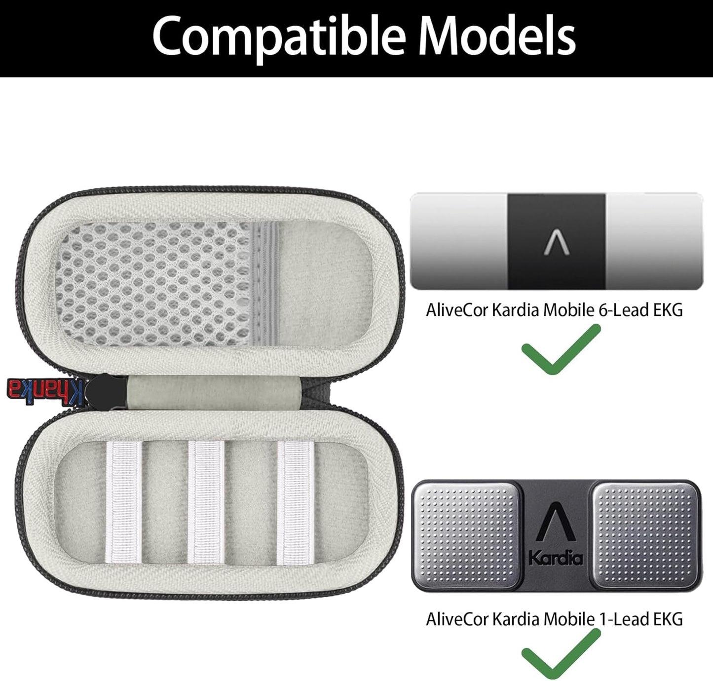 khanka Hard Case for AliveCor KardiaMobile ECG Monitor, Fits KardiaMobile 6L/6L Max, 6-Lead Personal EKG Device, Portable Heart Monitor Storage Case(Gray)