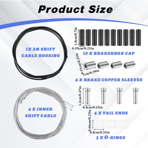 Bike Brake Gear Shifter Cable Kit, Universal Bicycle Gear Shifter Cable Professional Transmission Line Cycling Shift Wire Housing Kit Mountain Road Bike Repair Replacement Accessories