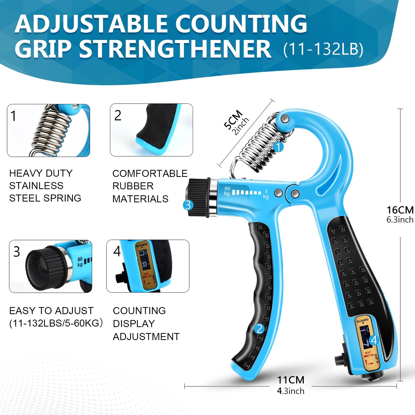 13 PCS Grip Strength Trainer Kit, Hand Gripper Strengthener, Forearm Strengthener, Finger Strengthener, Finger Exerciser, Stress Relief Ball, Forearm Workout Ring for Muscle Building and Injury Recover