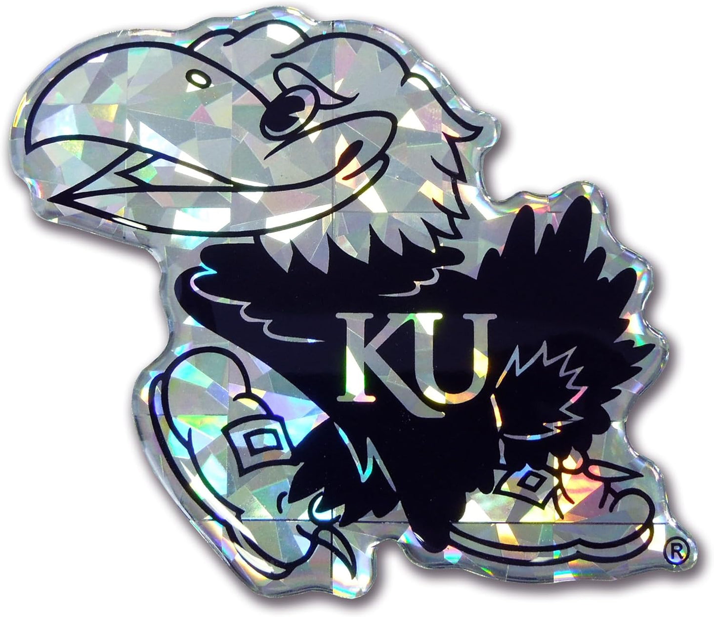 Elektroplate Officially Licensed Kansas Jayhawks Crimson & Blue Reflective Decal | Premium 3D All Weather Sticker for Car, Water Bottle, Laptop, Window, Cooler, Toolbox, Phone | Made in The USA