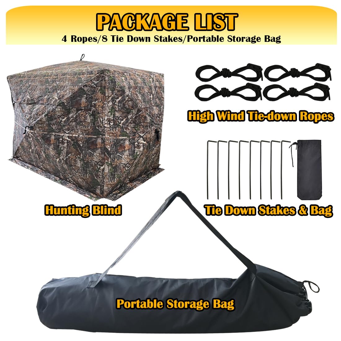 CROSS MARS Full Open Door 2-3 Person 360 Degree Ground Hunting Blind Camouflage Pop Up Duck Turkey Deer Hunting Blinds Tent