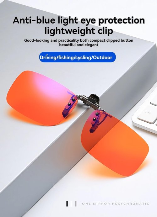 Night Driving Clip on Flip up Polarized Lens For Prescription Glasses, UV Protection Sunglasses Orange + case
