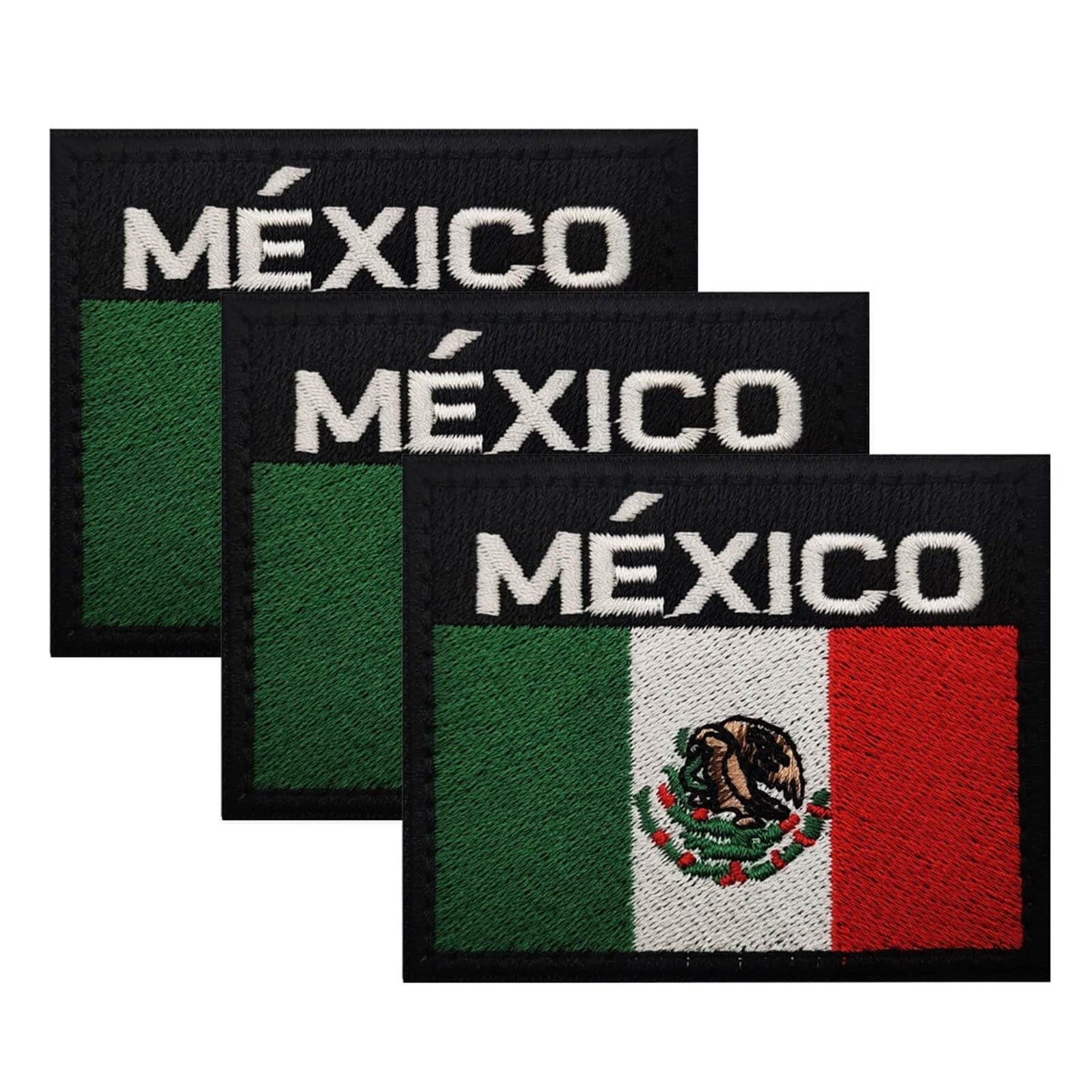KANGDAWEI 3PCS Mexican Flag Patch, Mexico Patches for Vest, Molle Military Patches for Army Tactical Backpack & Jackets with Loops and Hook (A)