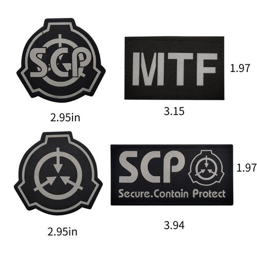 Reflective SCP MTF Patch,Special Containment Procedures Foundation Logo 3D,Embroidered Tactical Morale Military Patches Hook and Loop (4PCS A)