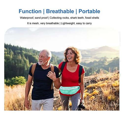 Yuecoom Beach Mesh Fanny Pack, Seashell Mesh Beach Bag Breathable Waterproof Adjustable Belt Portable Lightweight Outdoor Sports Waist Pack Seashell Bag Sports Fanny Pack for Travel(pale blue)