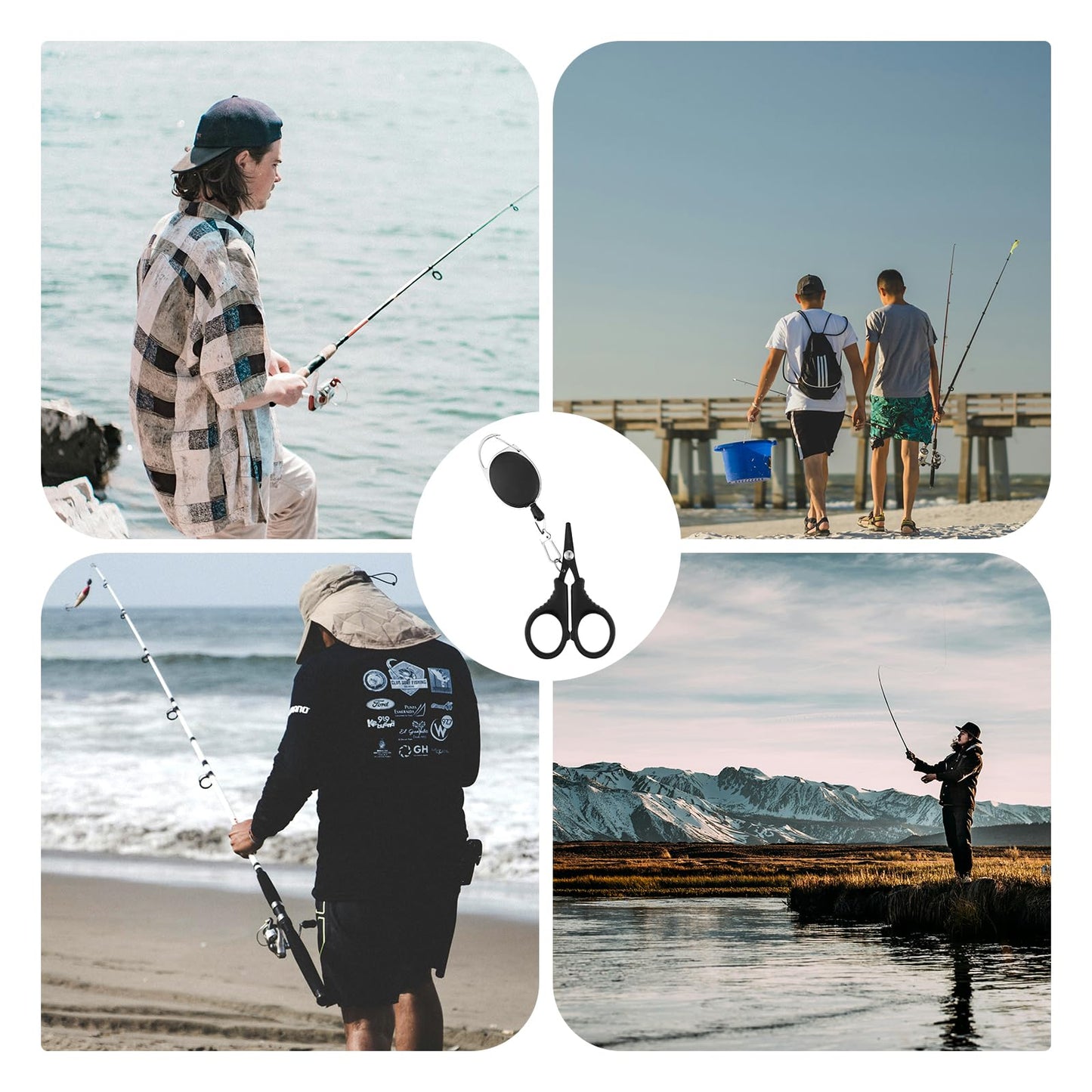 2 PCS Fishing Scissors with Retractable Buckles, Fishing Line Cutter for Braided Line, Cutter Stainless Steel with Teflon Coated Fishing, Fishing Accessories Tools for Saltwater Freshwater
