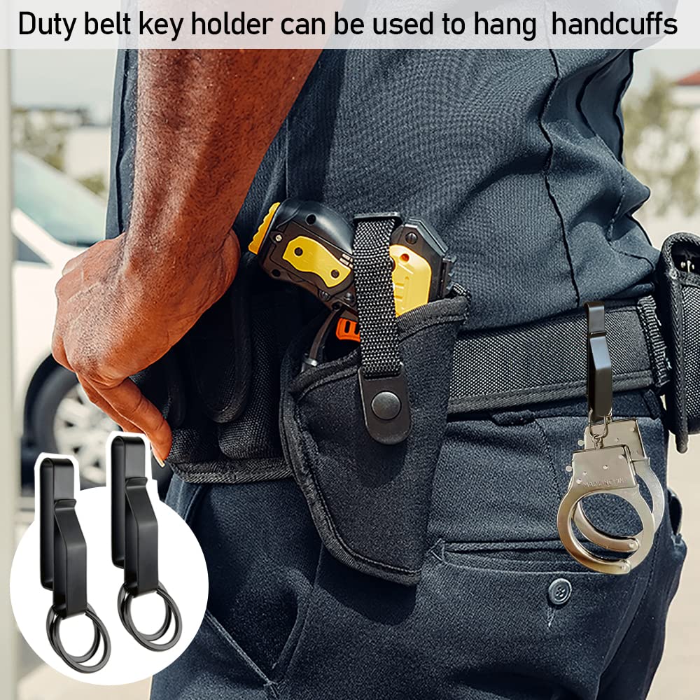 2 Pack Duty Belt Key Holder, Belt Key Clip Key Holder, Tactical Stealth Key Ring, Stainless Steel Tactical Key Holders, Belt Key Clip for Police Handcuff and Fire Agencies Fits Max 2.25 Inch Belt