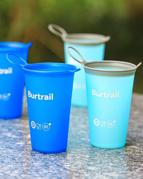 Burtrail Collapsible Cup Foldable Running Water Cup,200 ml/6.8 fl oz-2Packs Color Mixing Protable Collapsible Cups for Traveling Backpacking Running-BPA Free,SeaBlue & SkyBlue