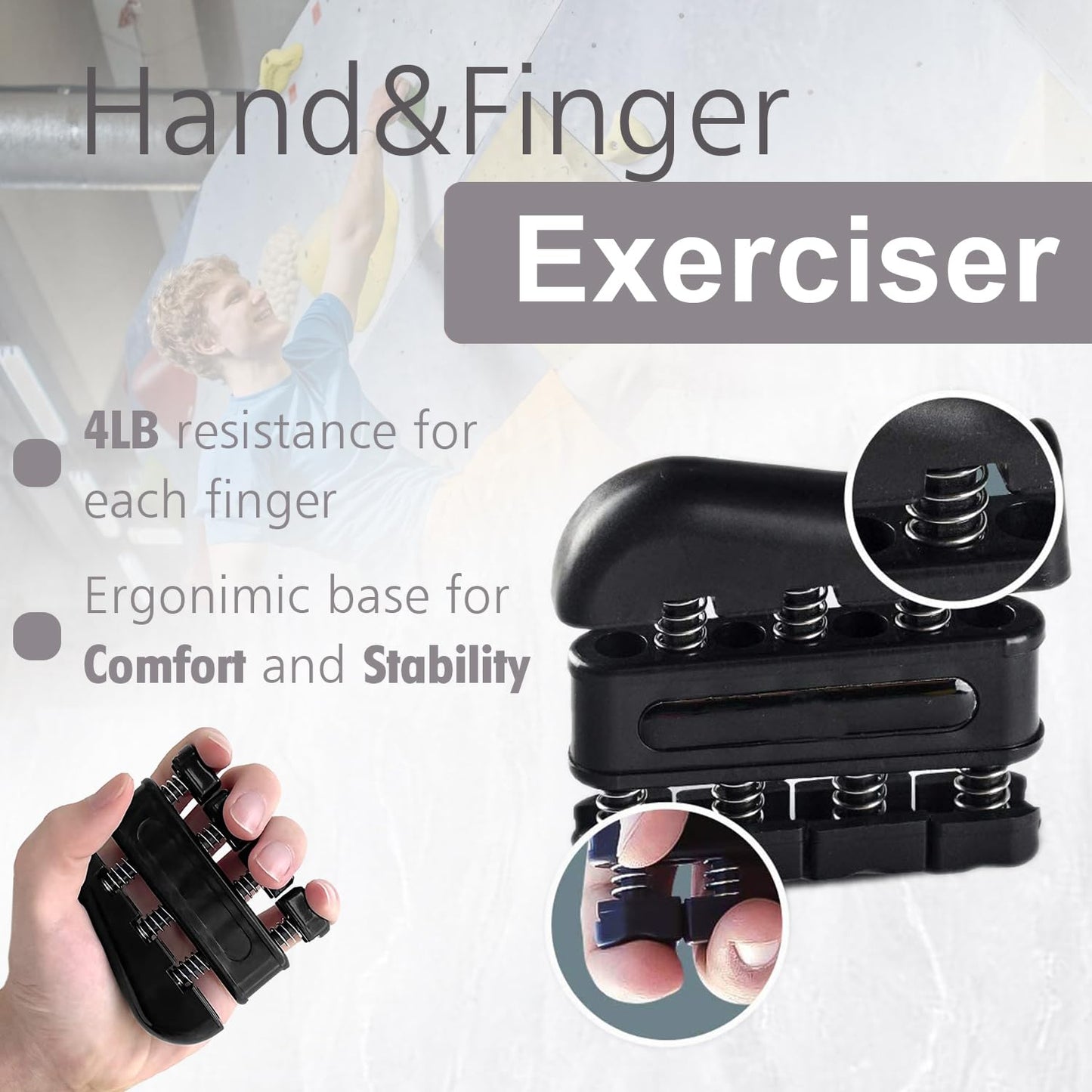Hand Grip Strengthener 10 Pack, Grip strength trainer, Hand gripper strengthener, Finger Stretcher, Resistance Extensor Bands, Finger Exerciser & Stress Relief Ball for Athletes & Musicians