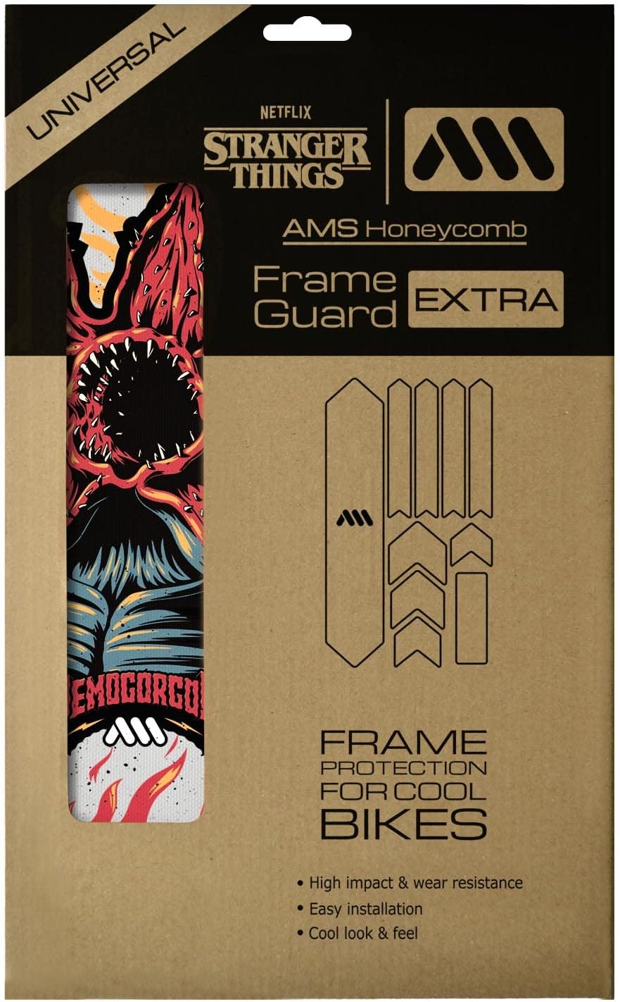All Mountain Style Bike Frame Protector Extra - Universal Fit, 10-Piece Set for Down Tube, Chainstay, Cable Wear, High-Impact Honeycomb PVC