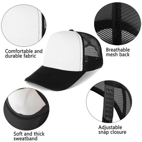 Ultrafun 12 Pack Trucker Hat Summer Mesh Sublimation Blank Hats Adjustable Snapback Baseball Hats for Men Women (12Pack-Rose red)