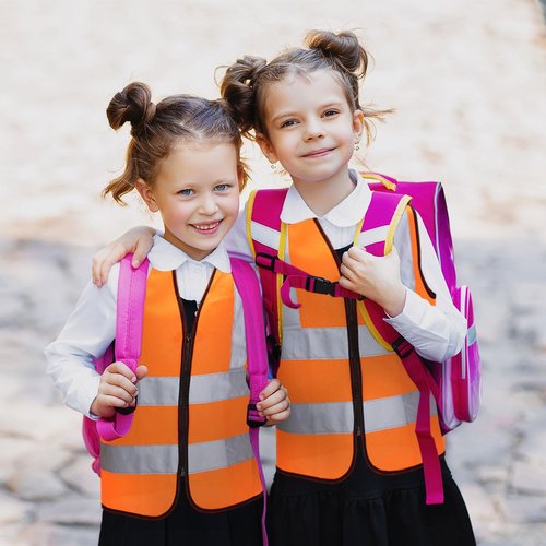 Unittype 4 Pieces Kids Safety Vest Construction Reflective Traffic Vest for Running Kindergarten Preschool Children (Orange)