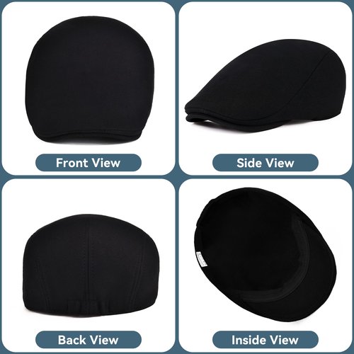 KUJUHA Men's Newsboy Cap Cotton Flat Ivy Gatsby Driving Hat Irish Cabbie Hunting Caps Winter Hat