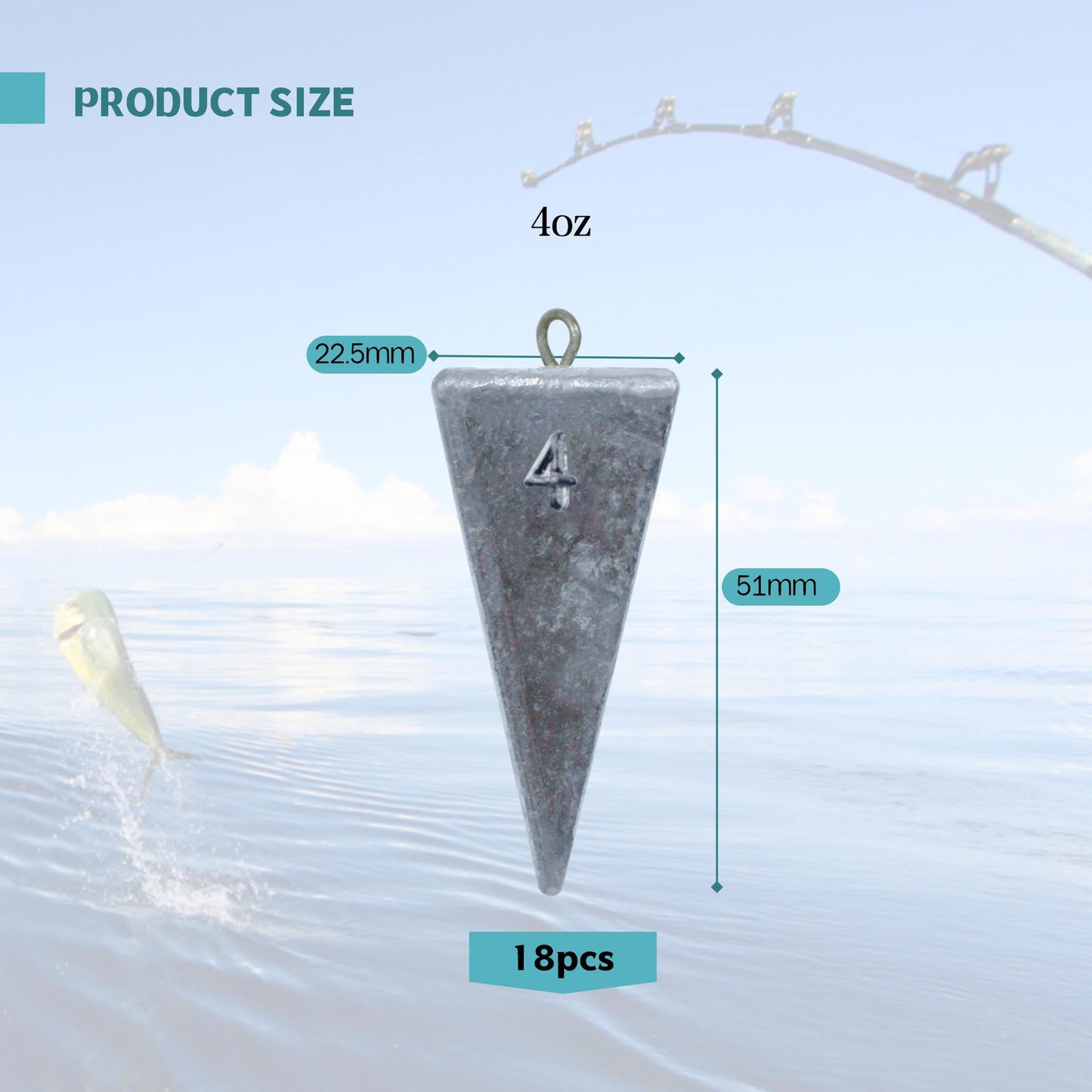 18PCS 4OZ Pyramid Fishing Weights Sinkers for Fishing, Pyramid Sinkers Fishing Weights Sinkers Saltwater for Saltwater Ocean Surf Bass Fishing Casting Gear Tackle