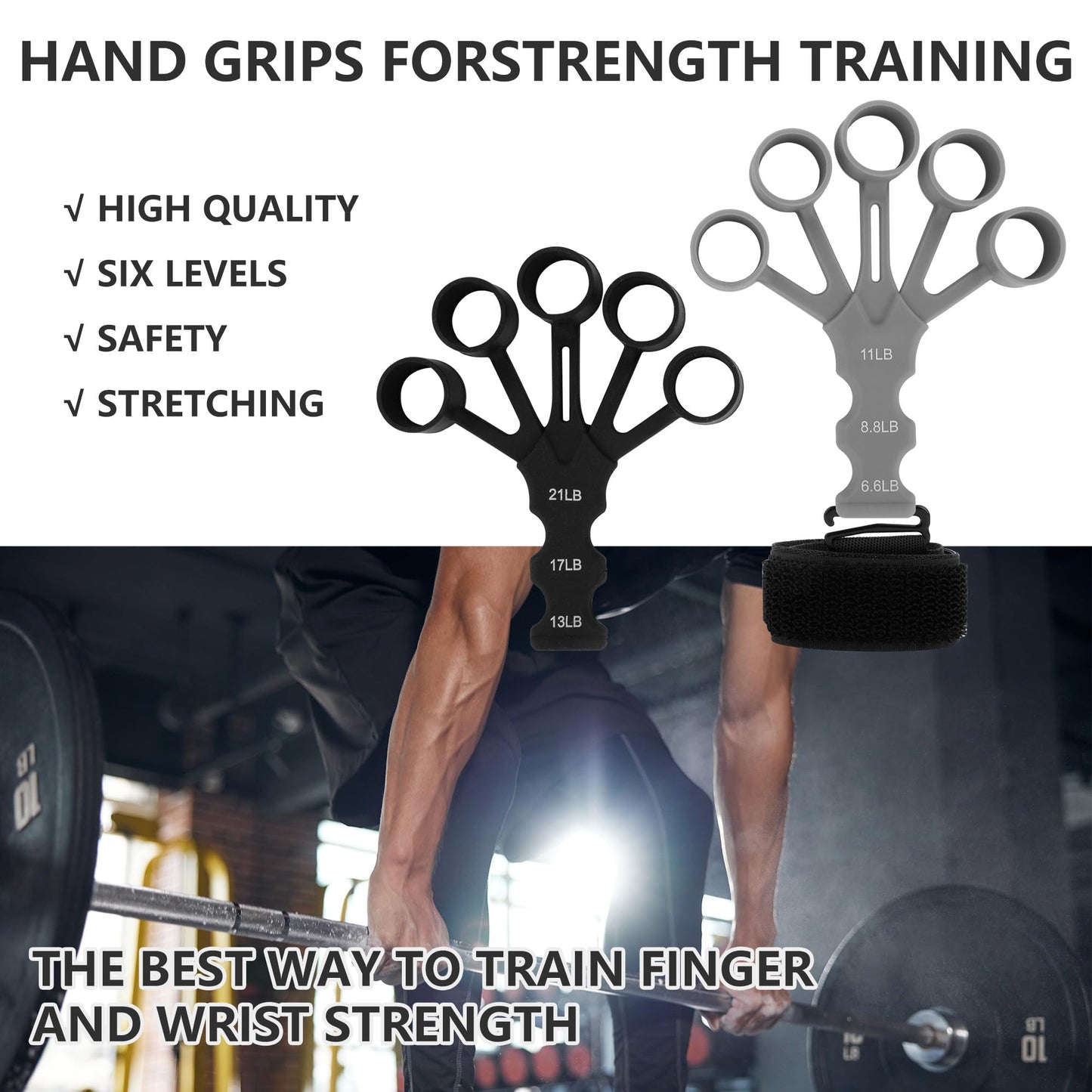Kingshion 2PCS Ength Trainer, Grip Strength Trainer Finger Strengthener, Hand Grip Strengthener, Finger Grip Strength Trainer,Finger Exerciser,Hand Grip Strengthener 6 Resistant Level Finger Exerciser