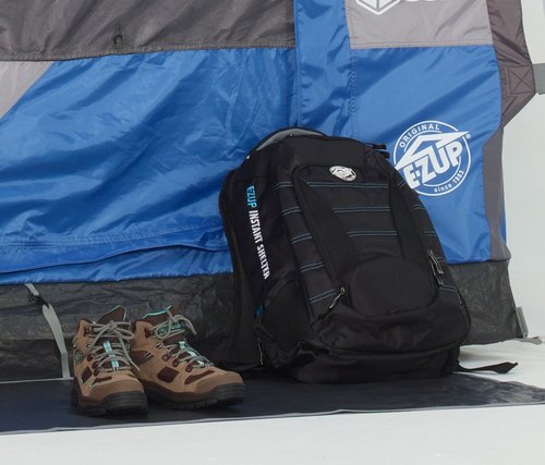 E-Z UP Camping Cube 6.4, Converts 10' Straight Leg Canopy into Camping Tent, Royal Blue & GSCBGY Gear Accessory Canopy Hanging Shelf, Black Mesh