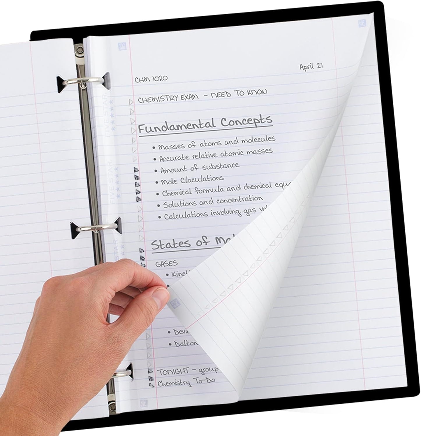 Five Star Loose Leaf Paper + Study App, College Ruled Filler Notebook Paper, Reinforced, Fights Ink Bleed, 8-1/2" x 11", 80 Sheets (170102)
